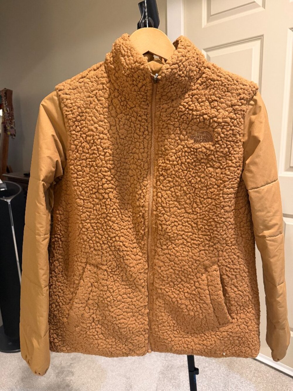 The North Face Merriewood Reversible Sherpa Puffer Jacket Tan Brown